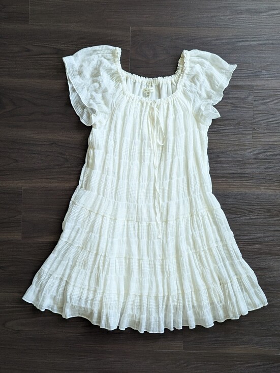 Max Studio Dresses & Skirts - Max Studio White Tiered Dress Mini Medium Boho Cottagecore Flowy Romantic